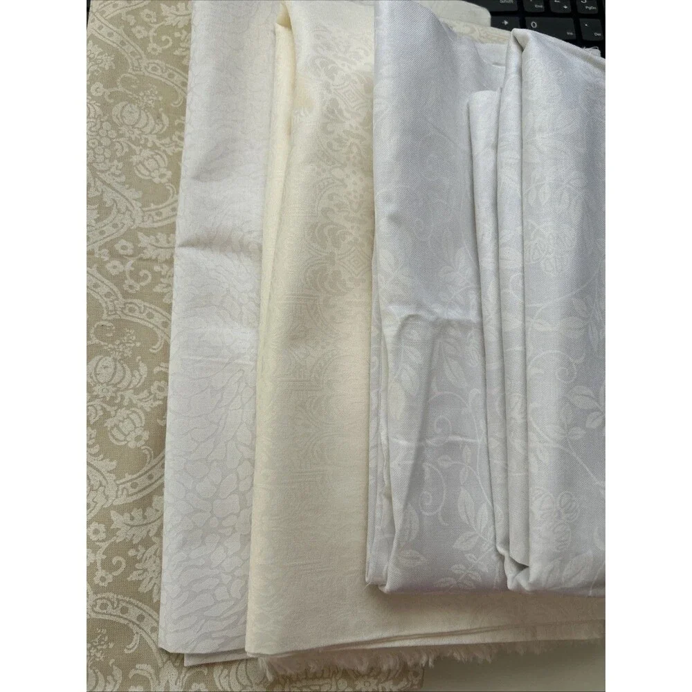 Cream White Beige Tonal Cotton Quilting Fabric Neutrals Filler Lot 5 Pc
